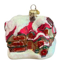 Department 56 - North Pole - Glass Ornament "Santas Workshop" Vintage -‎ 1990's